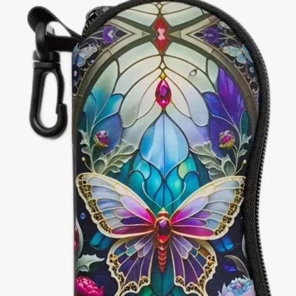 Accessories - Butterfly Stained-Glass Print Sunglasses Case - Blue & Purple